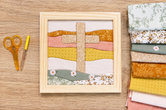 Create your own Fabric Art Kit - cross sunset