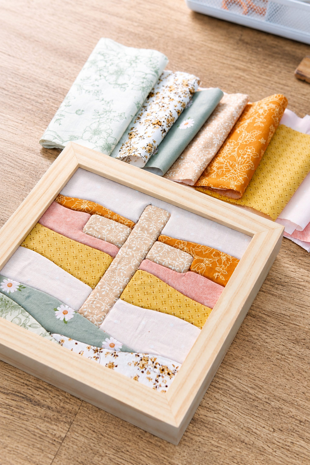 Create your own Fabric Art Kit - cross sunset